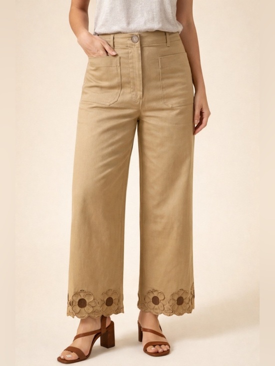 Blue Velvet Pants - New nwt blue velvet khaki stretch embroidered hem pants S M L XL
